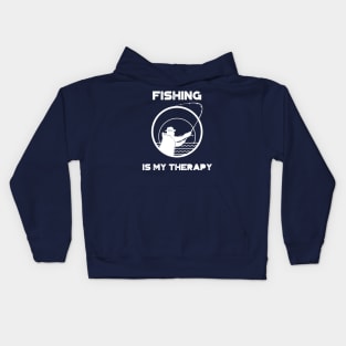 Fishing is my therapy Kids Hoodie
